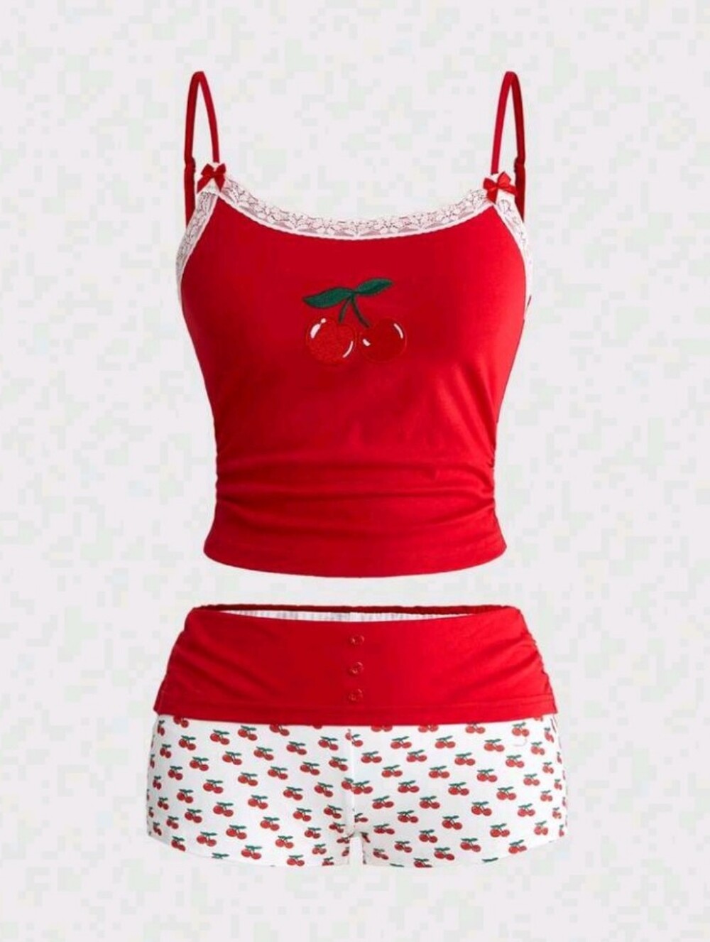 Red cherry pajama set.